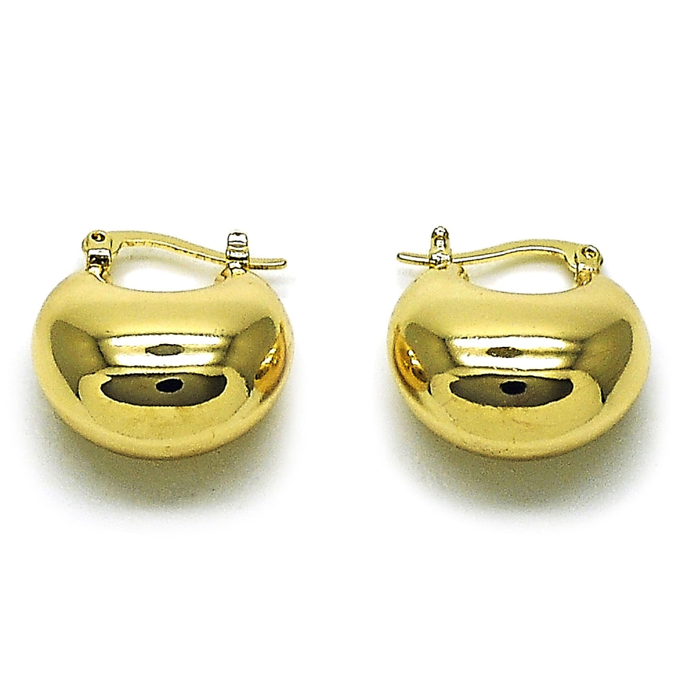 Oro Laminado Small Hoop, Gold Filled Style Hollow Design, Polished, Golden Finish