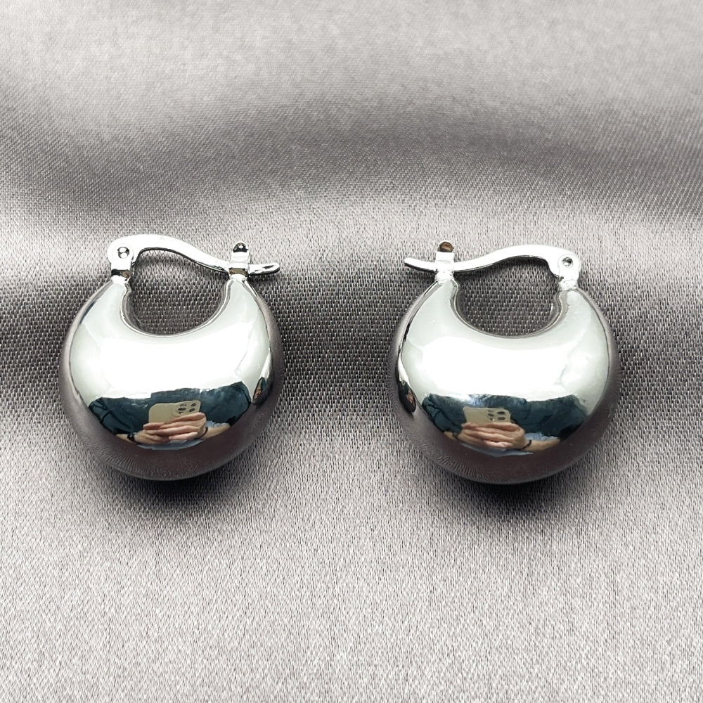 White Gold Filled Small Hoop, Hollow Design, Polished, Rhodium Finish