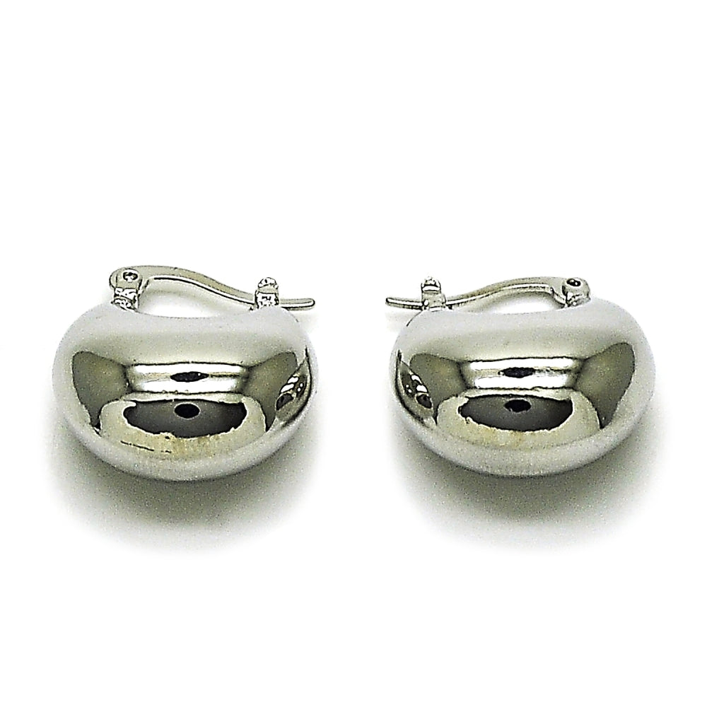Rhodium Gold Filled Small Hoop, Hollow Design, Polished, Rhodium Finish