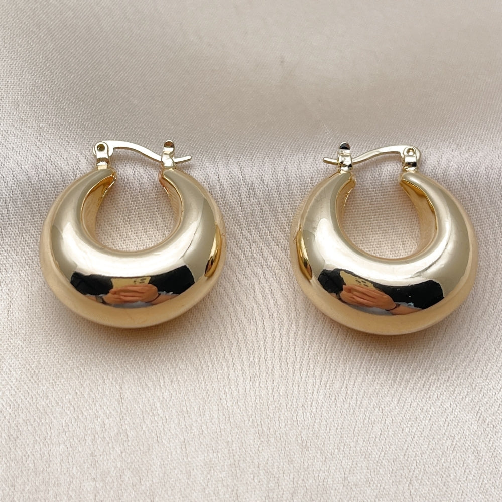 Oro Laminado Small Hoop, Gold Filled Style Hollow Design, Polished, Golden Finish