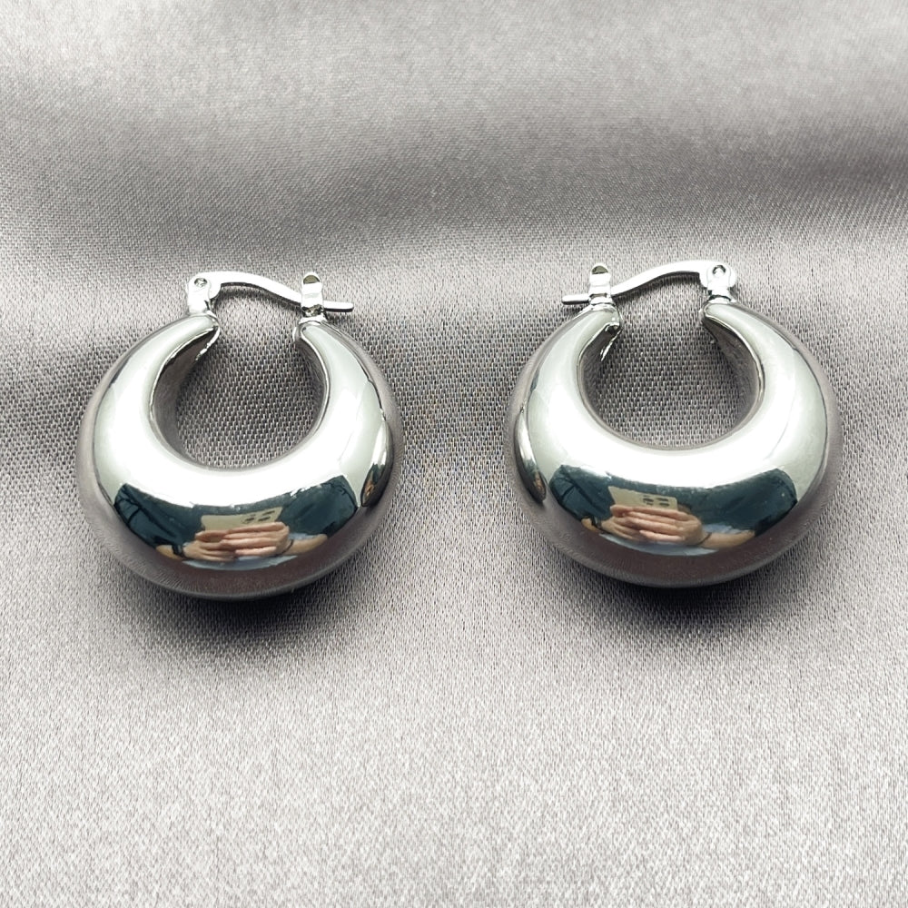 White Gold Filled Small Hoop, Hollow Design, Polished, Rhodium Finish
