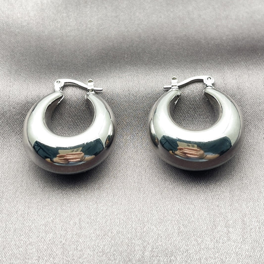 White Gold Filled Small Hoop, Hollow Design, Polished, Rhodium Finish