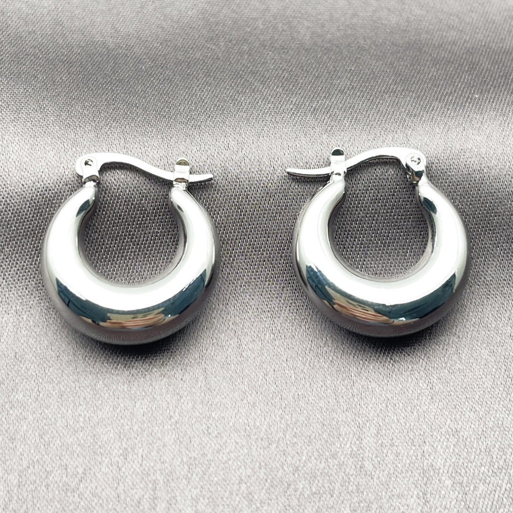 White Gold Filled Small Hoop, Hollow Design, Polished, Rhodium Finish