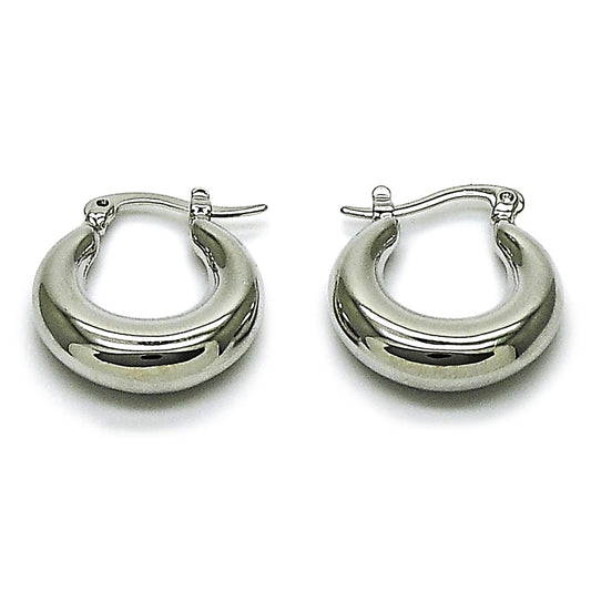 Rhodium Gold Filled Small Hoop, Hollow Design, Polished, Rhodium Finish
