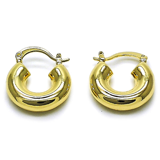 Oro Laminado Small Hoop, Gold Filled Style Hollow Design, Polished, Golden Finish