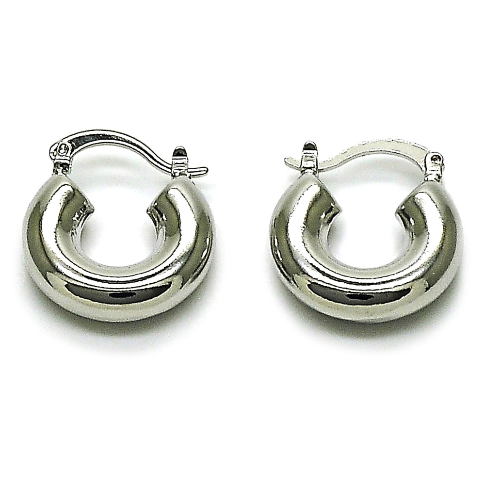 Rhodium Gold Filled Small Hoop, Hollow Design, Polished, Rhodium Finish