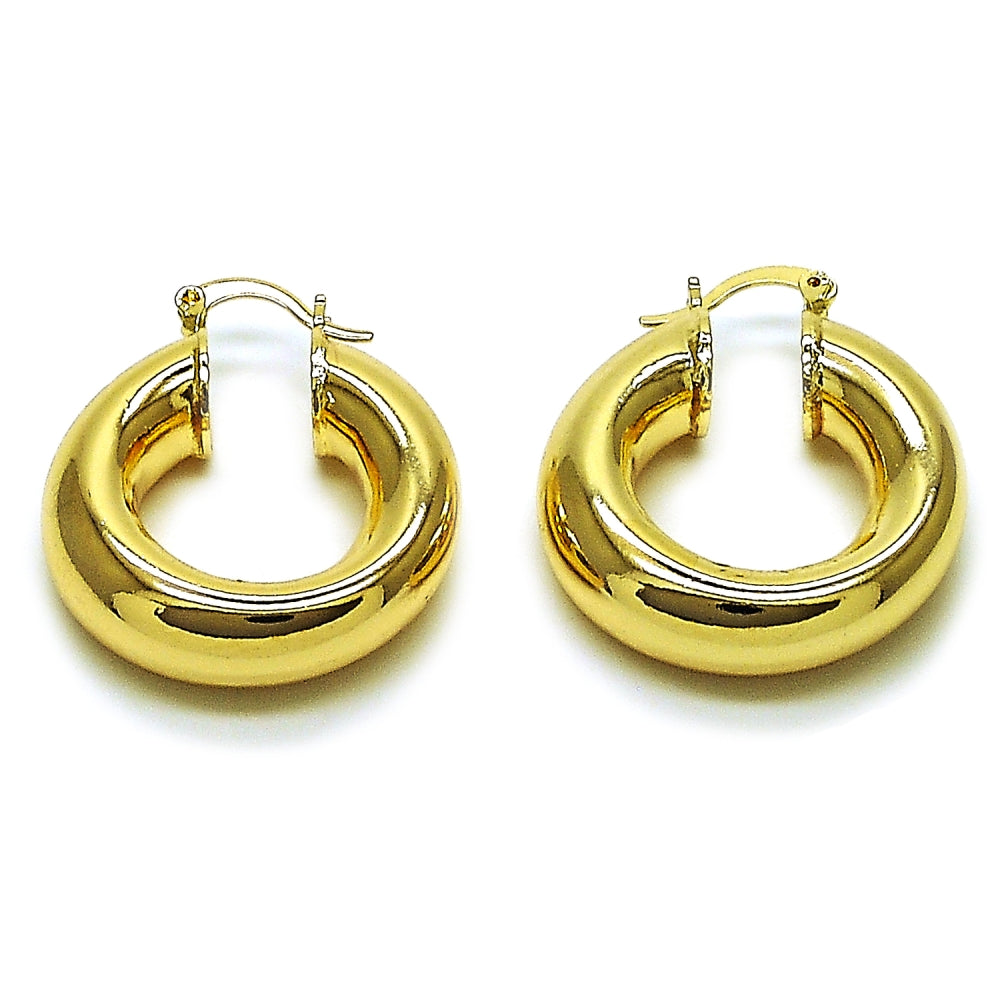 Oro Laminado Medium Hoop, Gold Filled Style Hollow Design, Polished, Golden Finish
