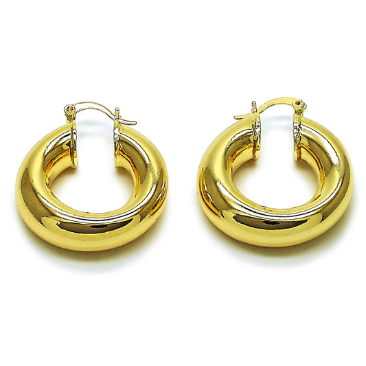 Oro Laminado Medium Hoop, Gold Filled Style Hollow Design, Polished, Golden Finish