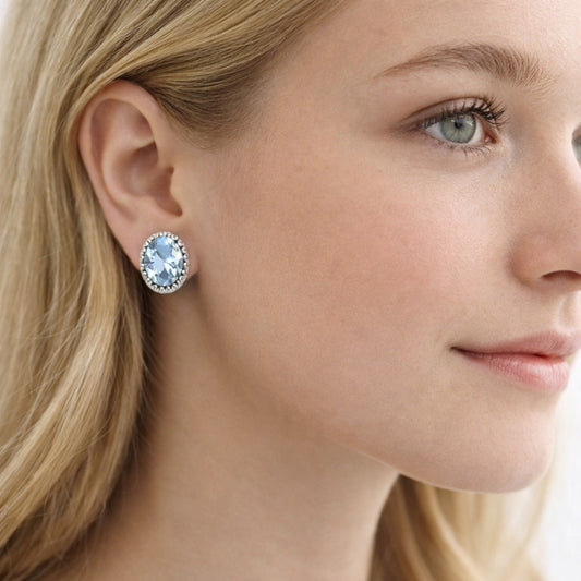 Rhodium Gold Filled Stud Earring, with White Cubic Zirconia, Polished, Rhodium Finish