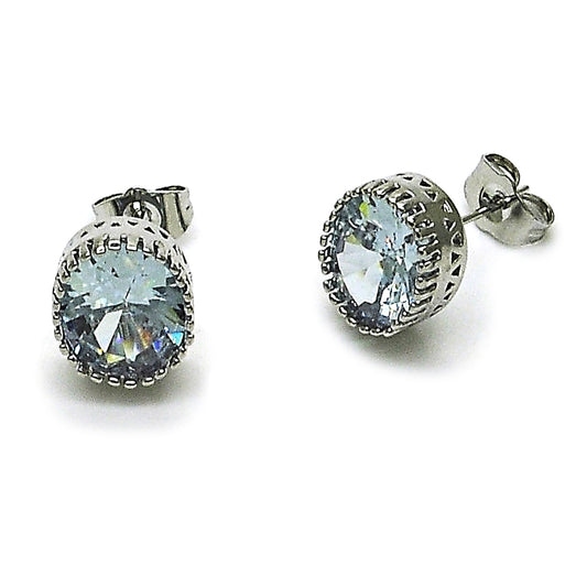 Rhodium Gold Filled Stud Earring, with White Cubic Zirconia, Polished, Rhodium Finish