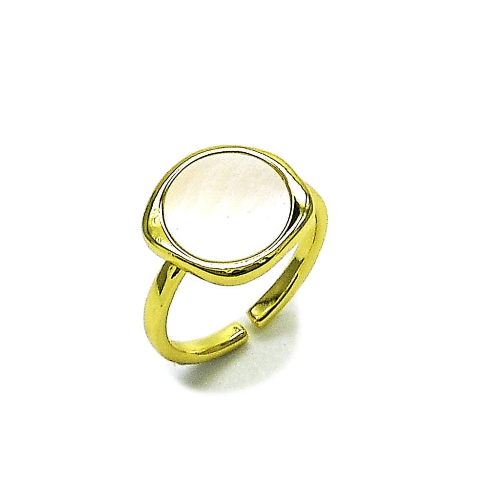 Oro Laminado Multi Stone Ring, Gold Filled Style with Ivory Mother of Pearl, Polished, Golden Finish