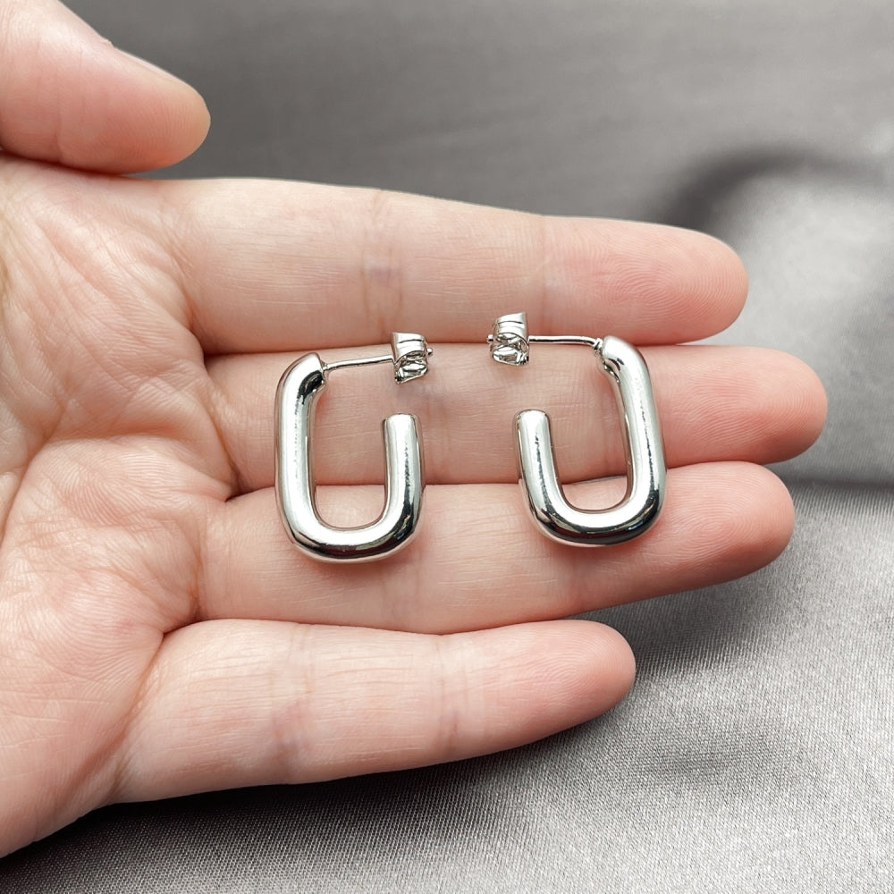 White Gold Filled Small Hoop, Polished, Rhodium Finish