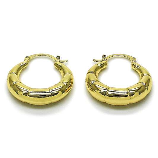 Oro Laminado Medium Hoop, Gold Filled Style Hollow Design, Polished, Golden Finish