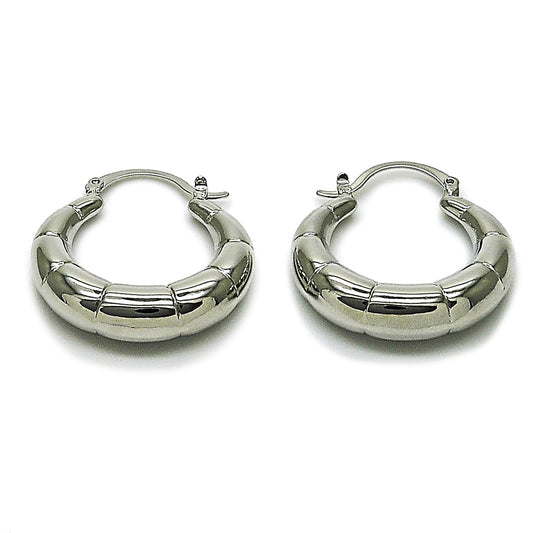 Rhodium Gold Filled Medium Hoop, Hollow Design, Polished, Rhodium Finish