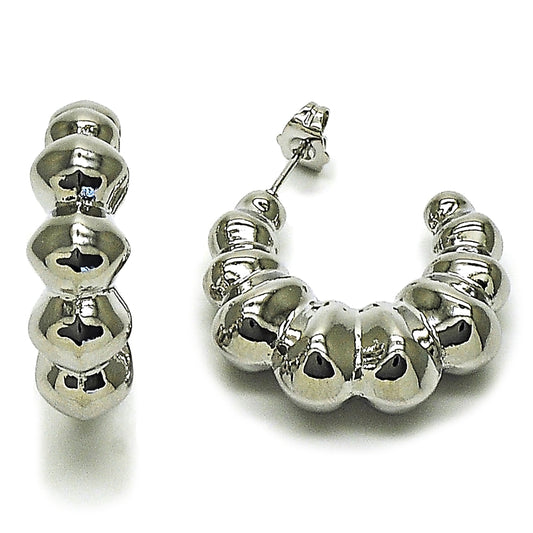 Rhodium Gold Filled Medium Hoop, Hollow Design, Polished, Rhodium Finish
