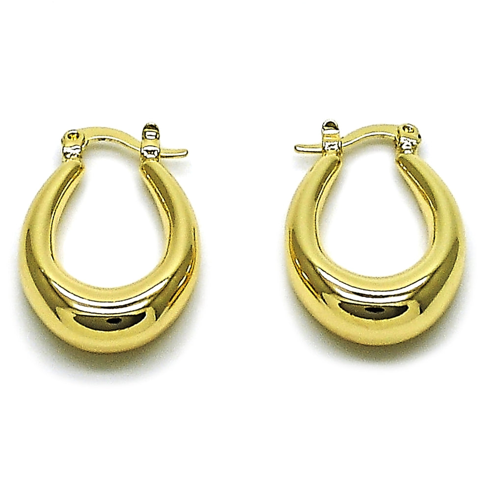 Oro Laminado Small Hoop, Gold Filled Style Hollow Design, Polished, Golden Finish