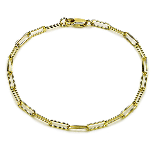 Oro Laminado Fancy Bracelet, Gold Filled Style Paperclip Design, Polished, Golden Finish