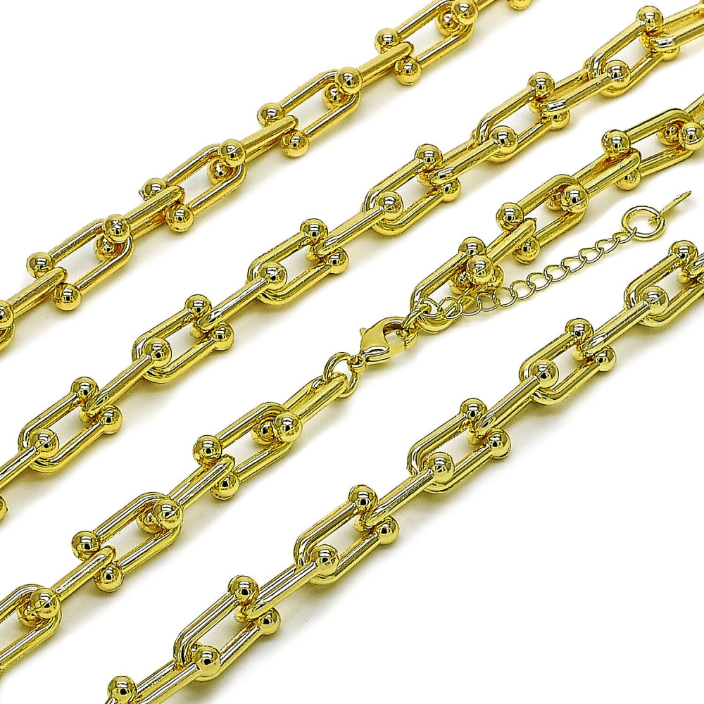 Oro Laminado Fancy Necklace, Gold Filled Style Polished, Golden Finish