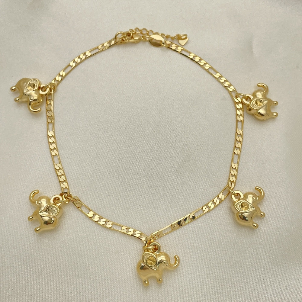 Gold Anklet - Figaro Chain w/ Elephant Charms Handmade with the Highest Gold Filled Style Craftsmanship - Gold Filled Anklets 03.32.0611.10