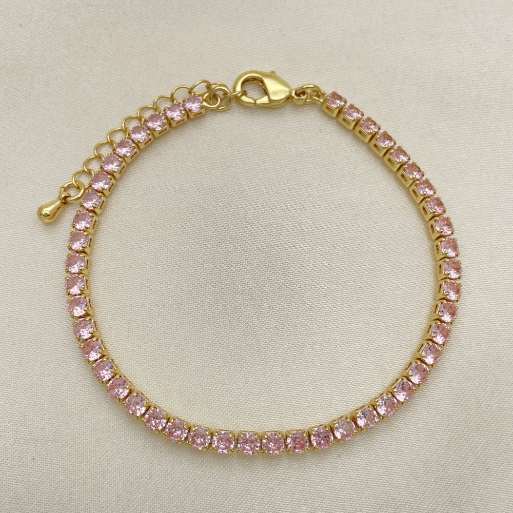 7" Pink Sapphire Stone Round Tennis Bracelet - Handmade w/ the Highest Craftsmanship Gold Filled Bracelet 03.130.0009.7.07