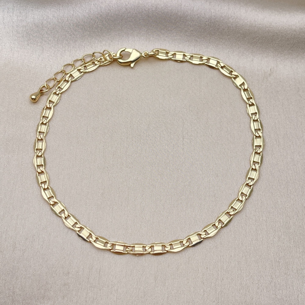 Gold Anklet - Handmade with Mariner Style Chain with the Highest Gold Filled Style Craftsmanship - Gold Filled Anklets 04.63.1418.10