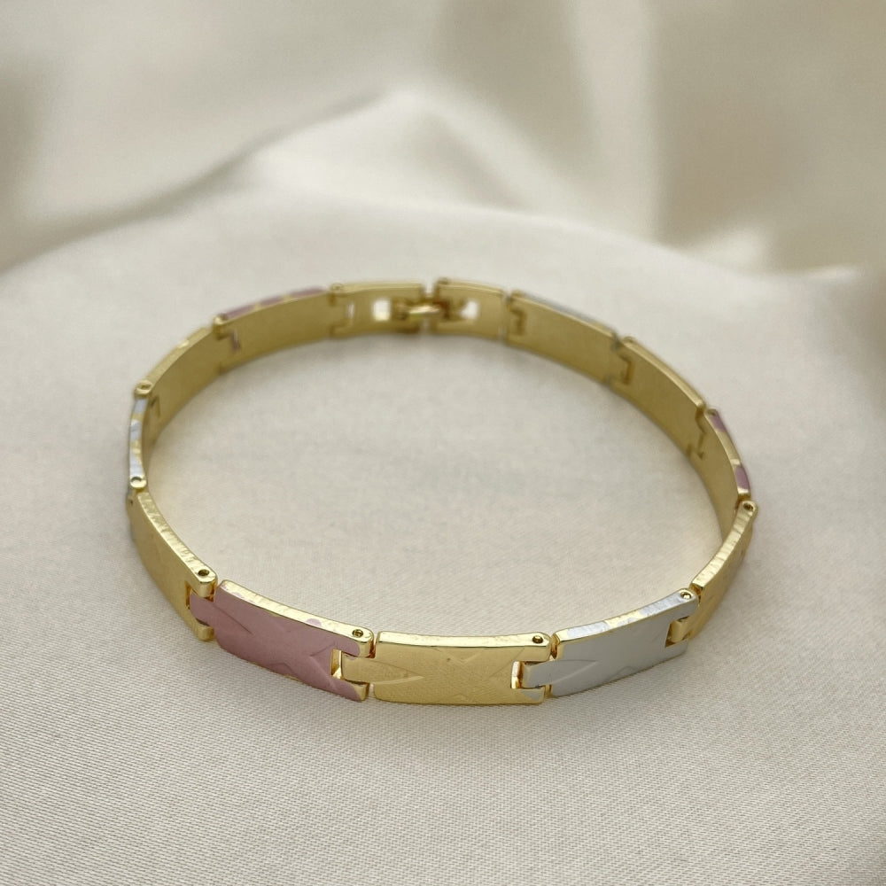 8" Tricolor Gold Nugget Bracelet - X Solid State Handmade- Gold Filled Bracelets 03.102.0050.08