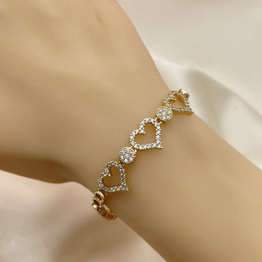 8" Heart Shaped Tennis Bracelet  - Handmade With the Highest Craftsmanship - Gold Filled Bracelets -03.283.0032.08