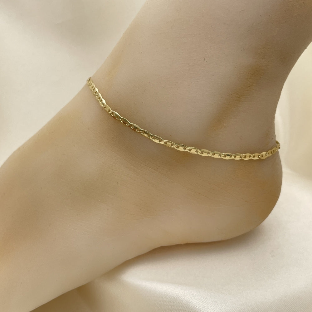 03 MM Gold Anklet - Flat Mariner Chain Handmade with the Highest Gold Filled Style Craftsmanship - Gold Filled Anklets 04.213.0152.10