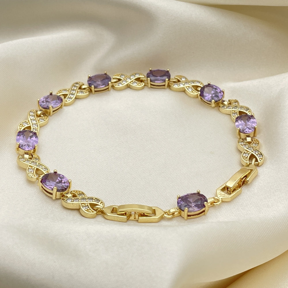 7" Adjustable Bracelet w/ Hugs and Kiss Purple Amethyst Stone Handmade With the Highest Craftsmanship Gold Filled Bracelets-03.206.0001.6.07