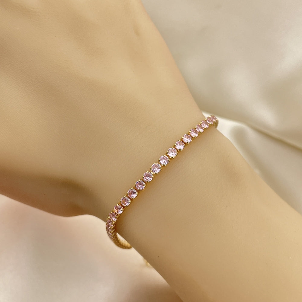 7" Pink Sapphire Stone Round Tennis Bracelet - Handmade w/ the Highest Craftsmanship Gold Filled Bracelet 03.130.0009.7.07