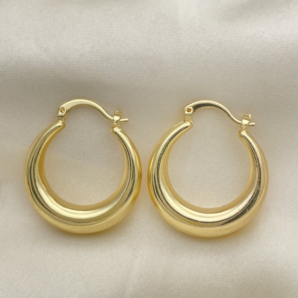 Puff Chunky & Thick Lightweight Handmade  Bold Gold Hoop Earrings - Hollow Light Weight Piece of Jewelry - Gold Filled Hoops 02.163.0157.25