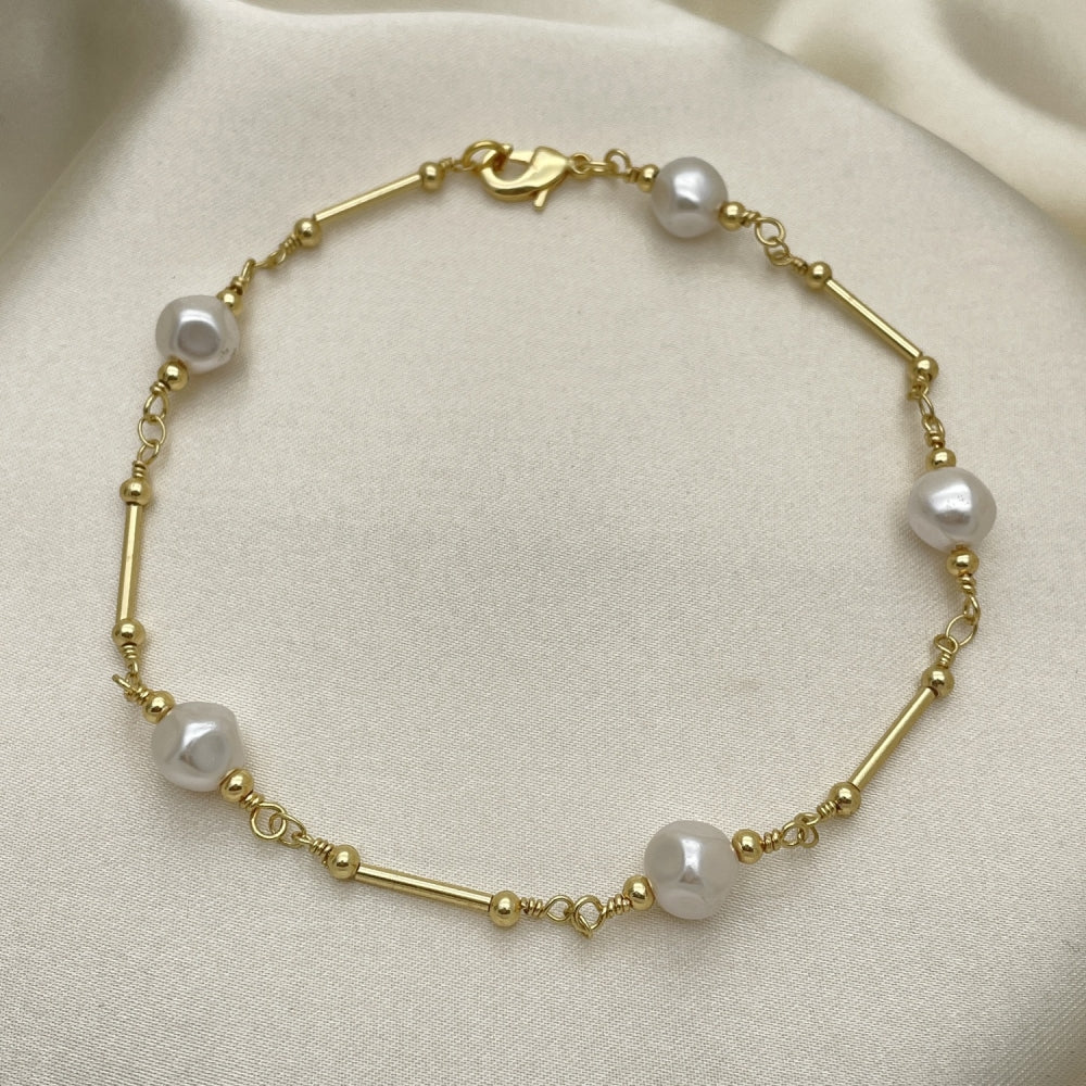 Gold Anklet - Minimalist Pearl Style Handmade with the Highest Gold Filled Style Craftsmanship - Gold Filled Anklets 03.386.0022.10