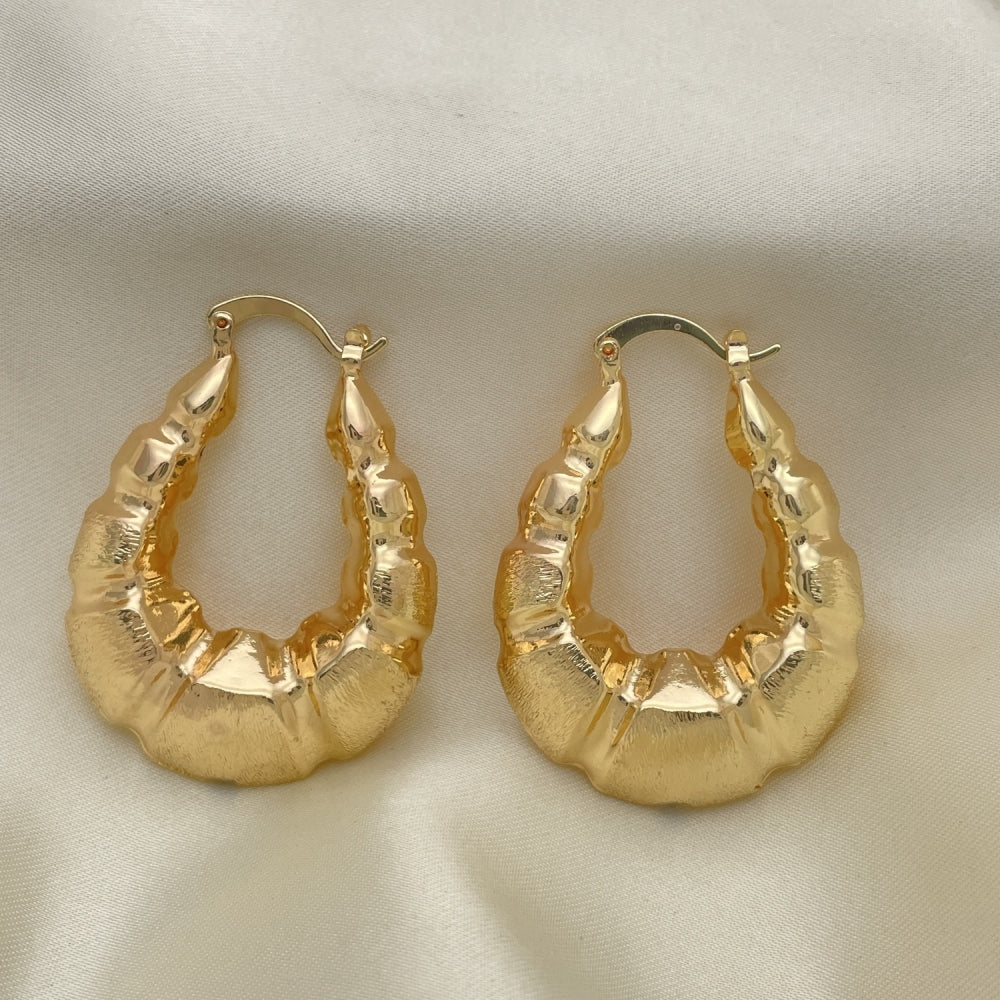 30mm Puff Chunky & Thick but Lightweight Handmade Bold Gold Hoop Earrings - Brushed Gold Filled Style Hoops 02.163.0050.30