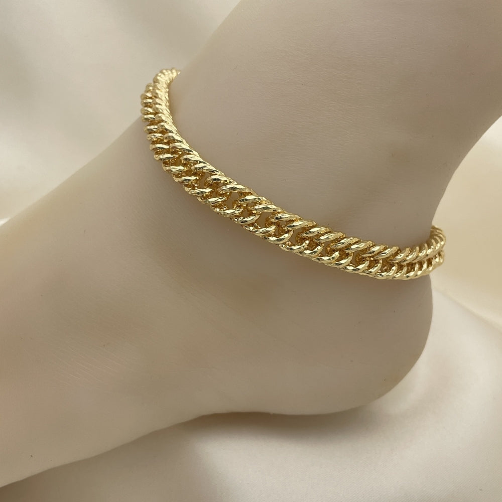 Gold Anklet - Open Double Link Chain Handmade with the Highest Craftsmanship - Gold Filled Style Anklets 03.319.0006.10