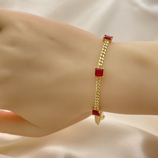 7" Adjustable Bracelet w/ Red Ruby Handmade With the Highest Craftsmanship Gold Filled Bracelets 03.213.0163.2.07