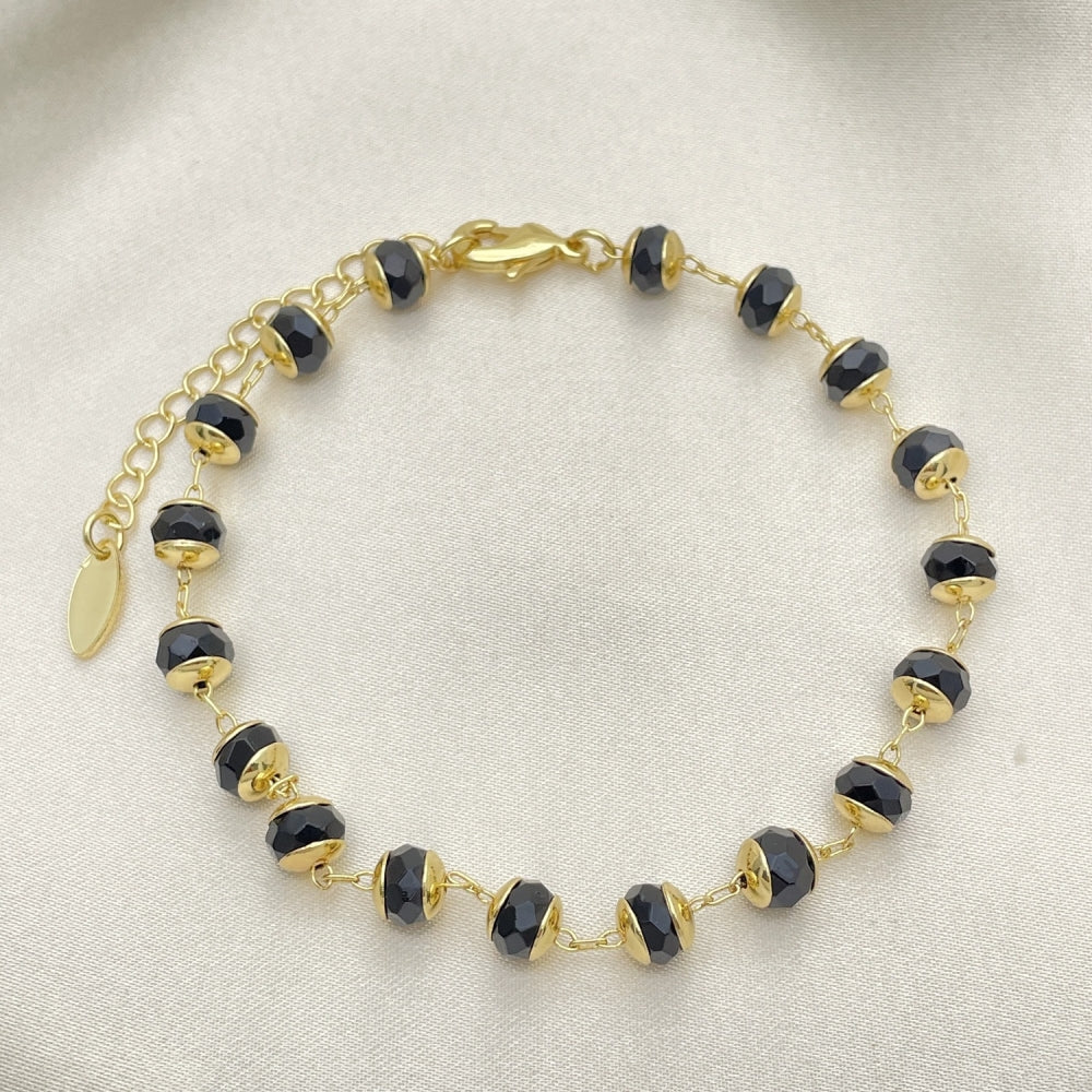 Gold Anklet - Black Onyx Bead Handmade with the Highest Gold Filled Style Craftsmanship - Gold Filled Anklets 03.383.0028.10