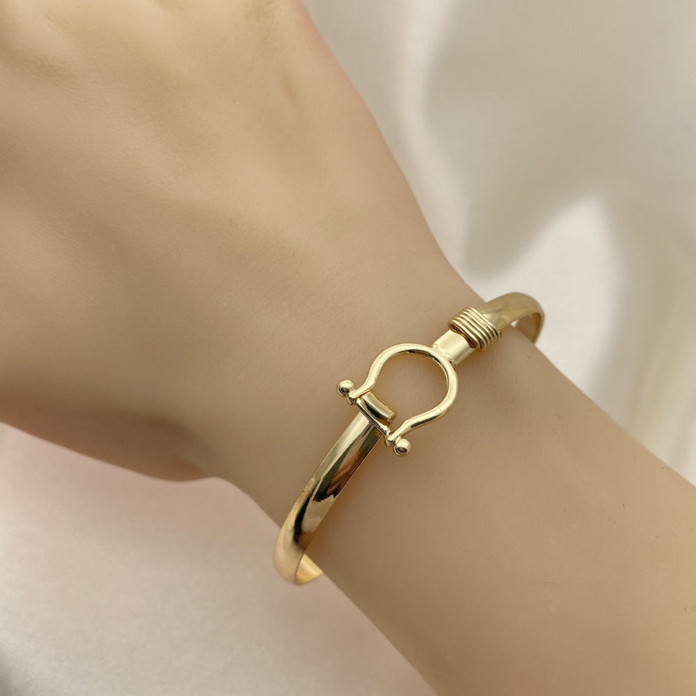 Gold Bangle Bracelet - Handmade w/ Horseshoe Design  - Gold Filled Style Cuff Bangles - 07.185.0010.04