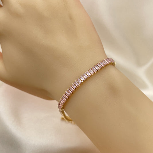 7" Pink Sapphire Flat Tennis Bracelet - Handmade w/ the Highest Craftsmanship Gold Filled Bracelet - 03.130.0008.3.07