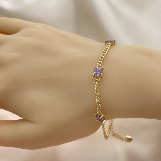 7" Adjustable Bracelet w/ Purple Amethyst Stone With the Highest Craftsmanship Gold Filled Bracelets-03.213.0163.1.07