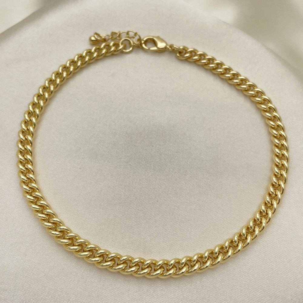 Gold Anklet - Cuban Link Chain Minimalist Handmade with the Highest Gold Filled Style Craftsmanship - Gold Filled Anklets 04.213.0244.10