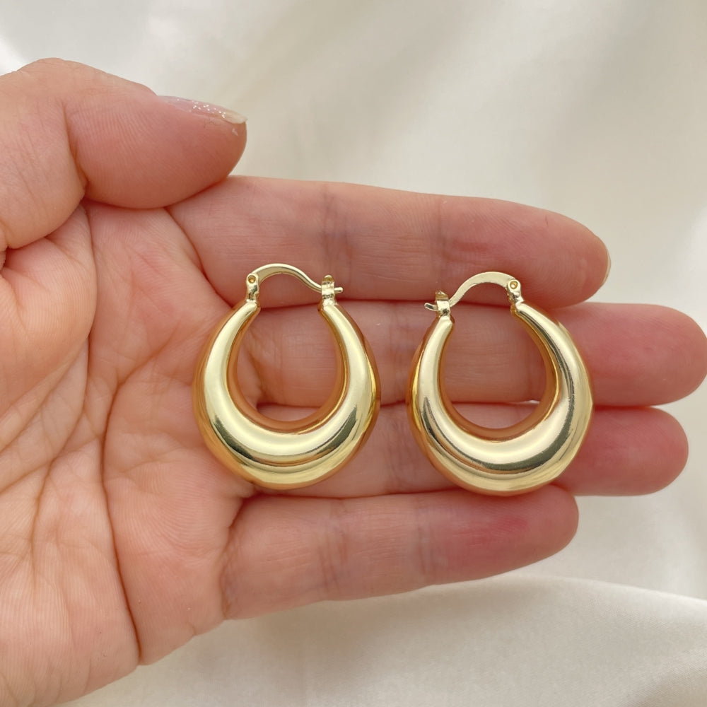 Puffy, Chunky, Thick Earring Hoops Handmade in Very Light Weight and yet Bold Gold Hoops - Smooth Gold Filled Style Hoops 02.163.0161.30