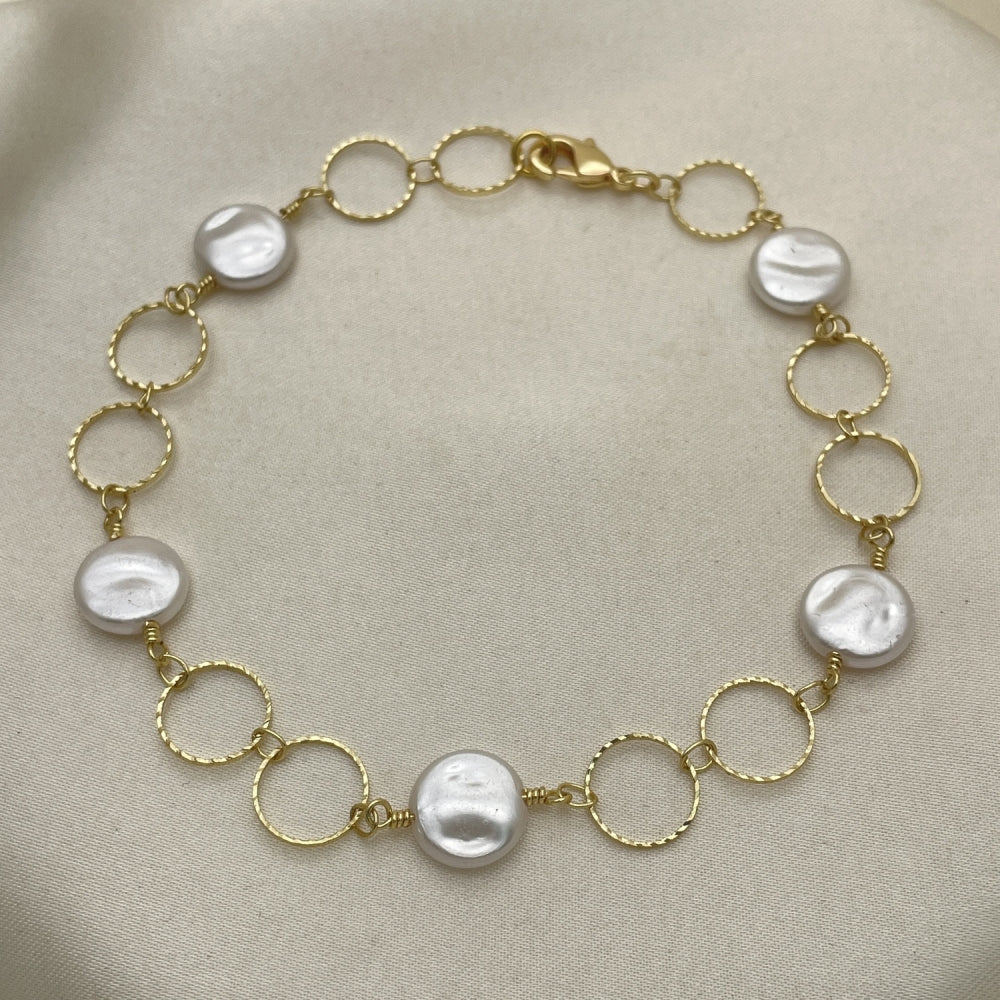 Gold Anklet - Round Pearl Design Handmade with the Highest Gold Filled Style Craftsmanship - Gold Filled Anklets 03.386.0024.10