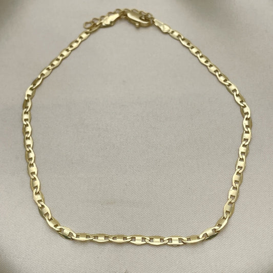 03 MM Gold Anklet - Flat Mariner Chain Handmade with the Highest Gold Filled Style Craftsmanship - Gold Filled Anklets 04.213.0152.10