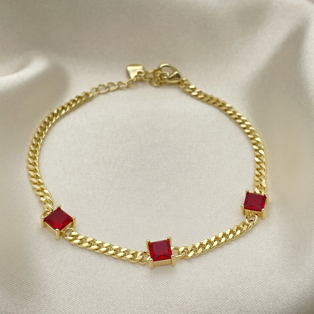 7" Adjustable Bracelet w/ Red Ruby Handmade With the Highest Craftsmanship Gold Filled Bracelets 03.213.0163.2.07