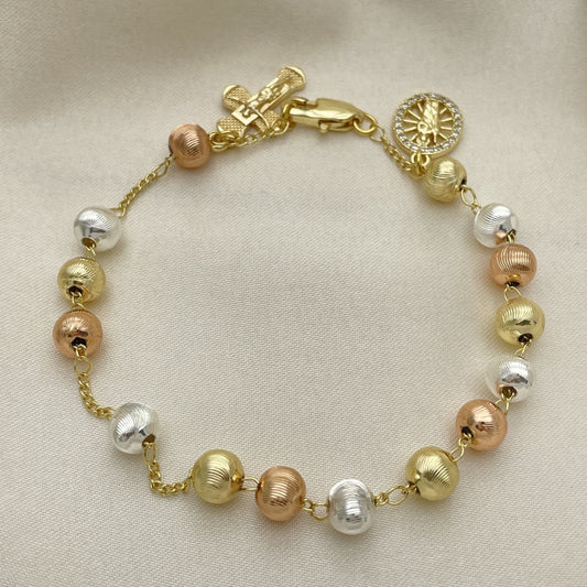 8" Tricolor Gold Ball Bracelet - Handmade With the Highest Craftsmanship - Gold Filled Bracelets 03.253.0094.08