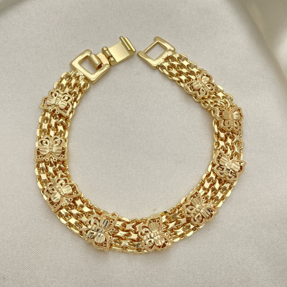 7" Gold Nugget Bracelet w/ Butterfly Design - Handmade- Gold Filled Bracelets 03.168.0038.07