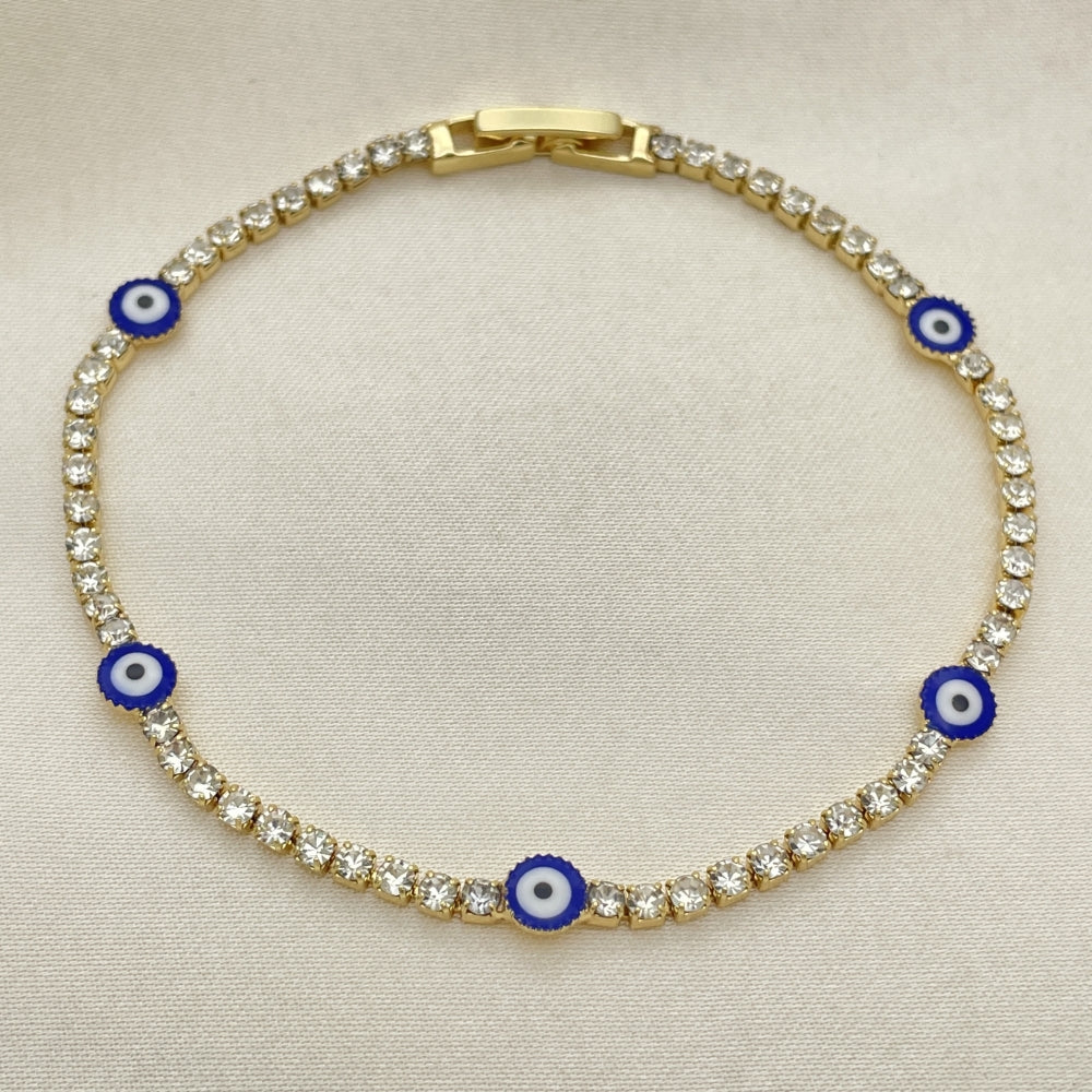 7" CZ Stone Adjustable Bracelet w/ Evil Eye Design - Handmade With the Highest Craftsmanship - Gold Filled Bracelet- 03.130.0014.07