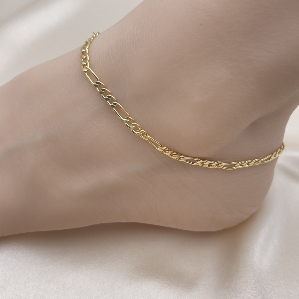 Gold Anklet - Figaro Chain Minimalist Style Handmade with the Highest Craftsmanship - Gold Filled Style Anklets 04.213.0241.10