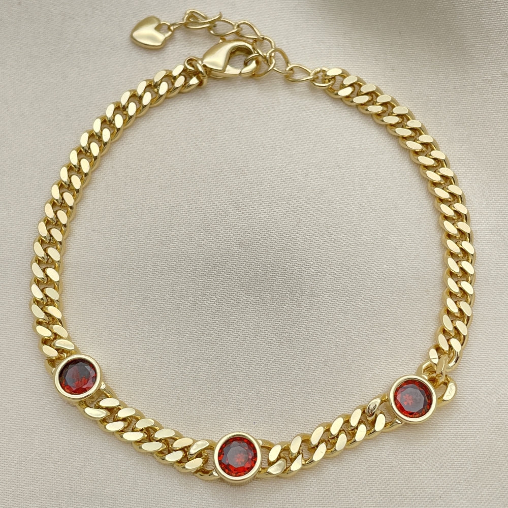 7" Adjustable Bracelet w/ Red Ruby Handmade With the Highest Craftsmanship Gold Filled Bracelets-03.213.0167.2.07