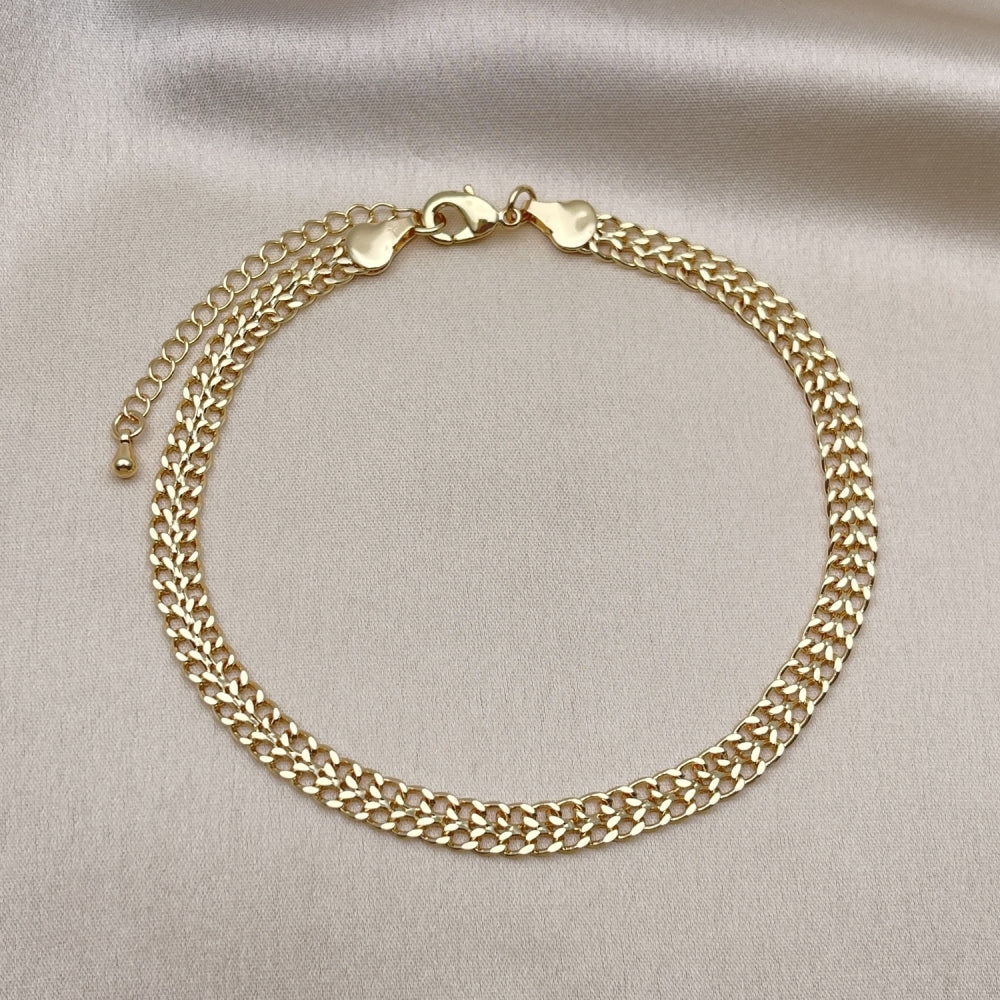 Gold Anklet - Open Double Link Chain Handmade with the Highest Gold Filled Style Craftsmanship - Gold Filled Anklets 03.319.0003.10